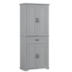 Armario alto de almacenamiento blanco/gris con 4 puertas y 1 cajón, estante ajustable, montaje de 1 a 2 personas