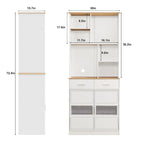 Mueble alto independiente blanco para ropa de cama con cajones y estantes abiertos