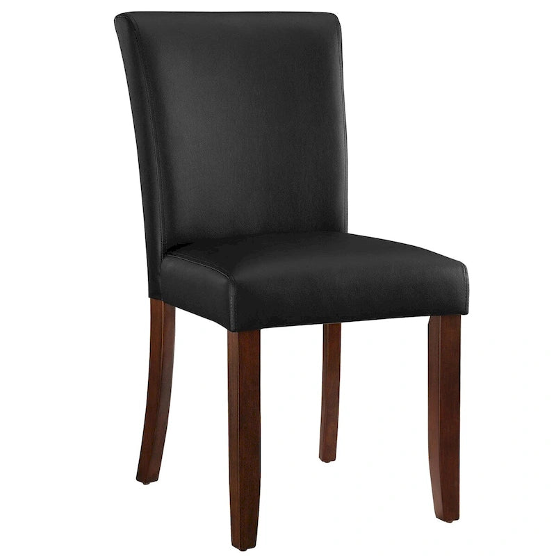 Silla de comedor sin brazos negra/capuchino, asiento acolchado de vinilo, capacidad para 1 persona