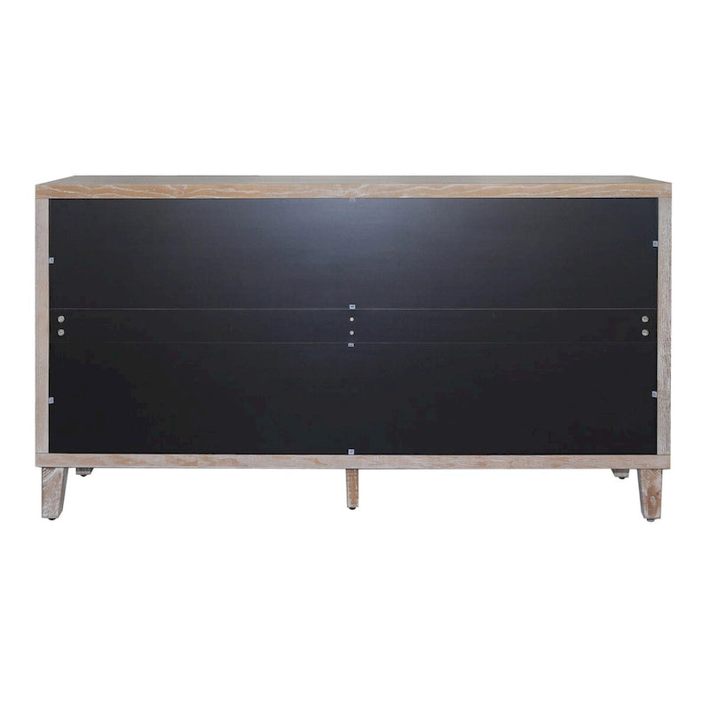 Aparador/Mueble Auxiliar de 4 Puertas y 2 Niveles con Acabado Lavado Blanco o Madera Natural