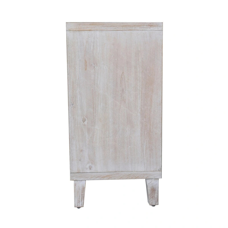Aparador/Mueble Auxiliar de 4 Puertas y 2 Niveles con Acabado Lavado Blanco o Madera Natural
