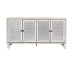 Aparador/Mueble Auxiliar de 4 Puertas y 2 Niveles con Acabado Lavado Blanco o Madera Natural