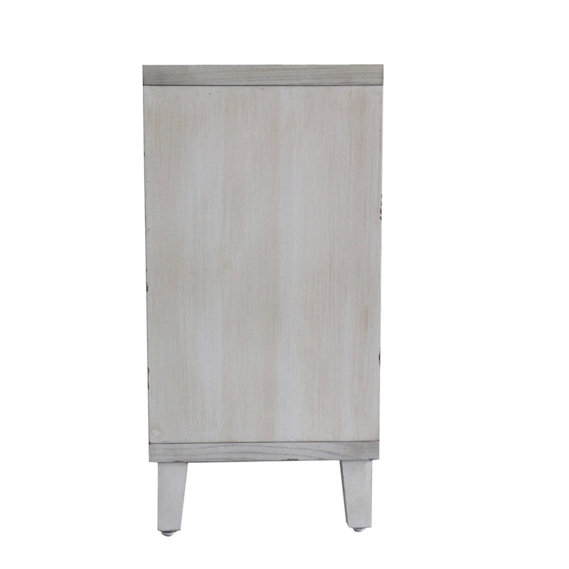 Aparador/Mueble Auxiliar de 4 Puertas y 2 Niveles con Acabado Lavado Blanco o Madera Natural